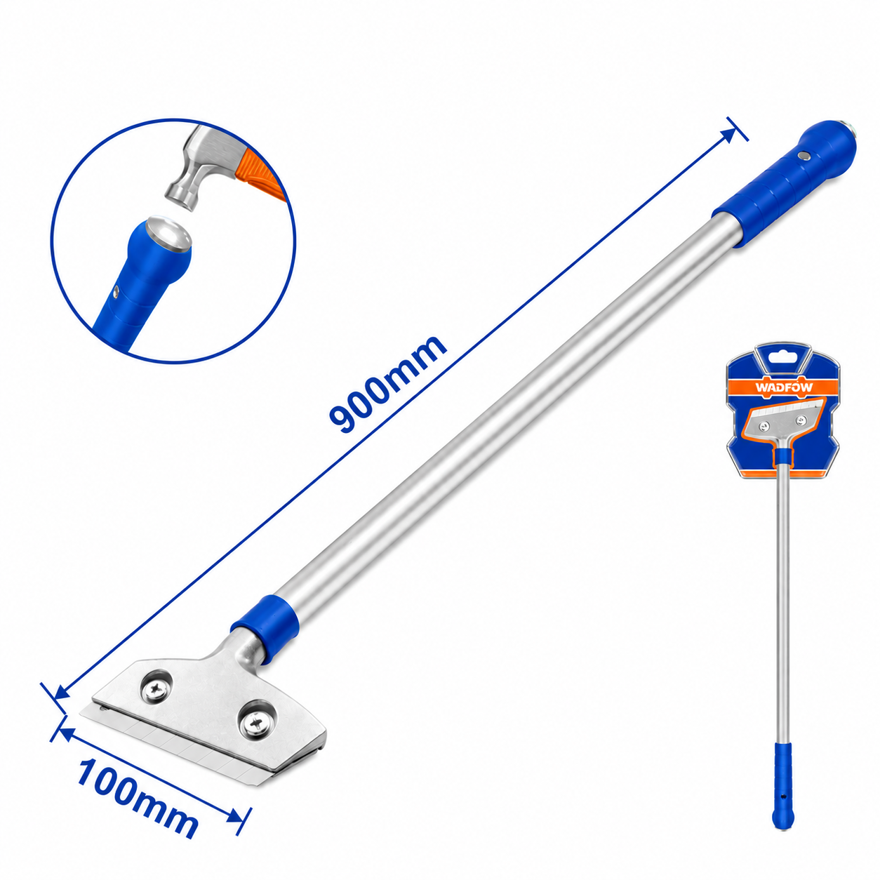 Gratte-Vitre Aluminium 900mm WADFOW WGS1690 — Manche Alu Lame Acier Nettoyage Vitre Décapage Peinture Chantier | SQES Tunisie