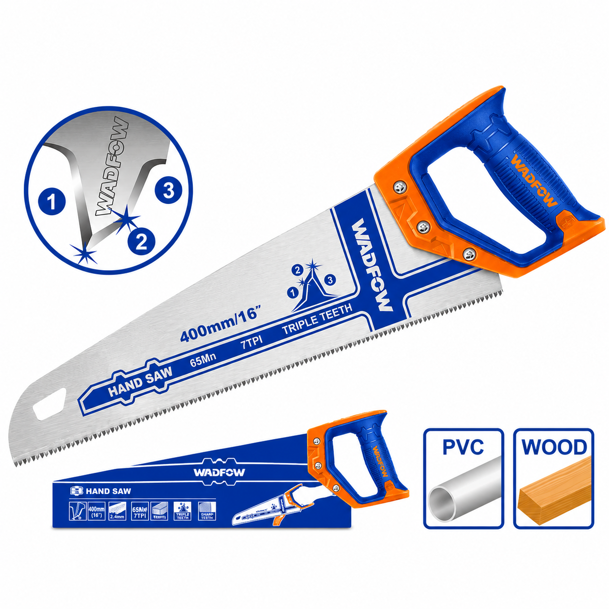 Scie Égoïne 400 mm WADFOW WHW8G16 — Lame Acier Trempé Coupe Bois Menuiserie Bricolage | SQES Tunisie
