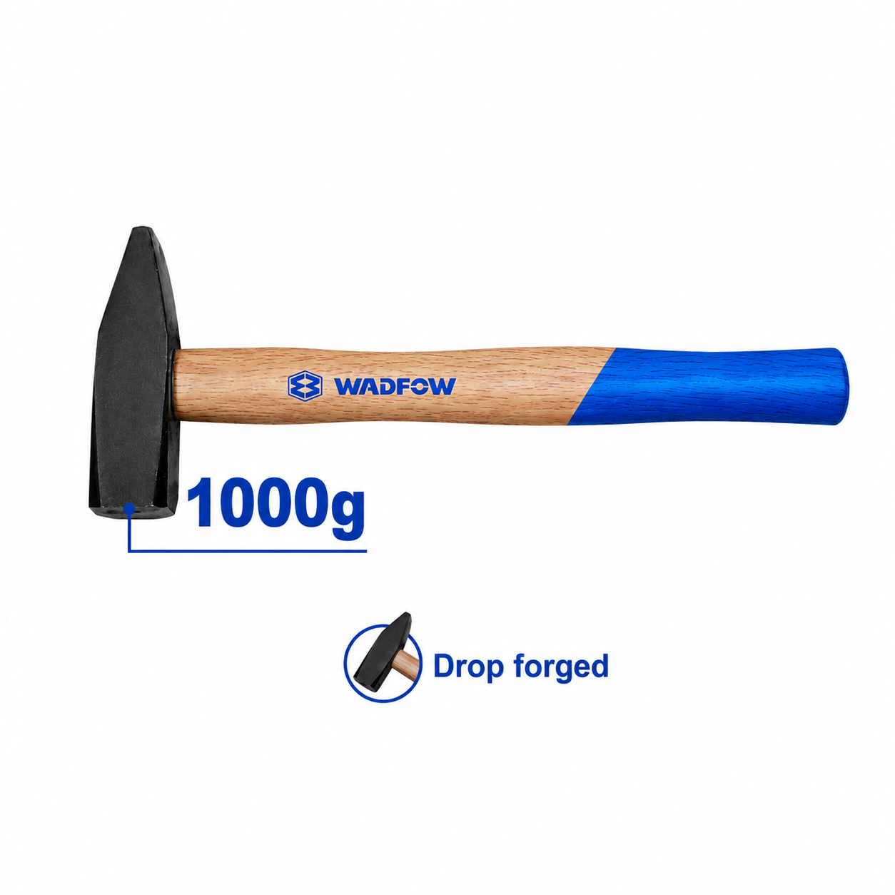 Marteau Rivoir 1000g Manche Bois WADFOW WMB1310 — Tête Acier Panne Ronde Rivetage Chaudronnerie Forge | SQES Tunisie