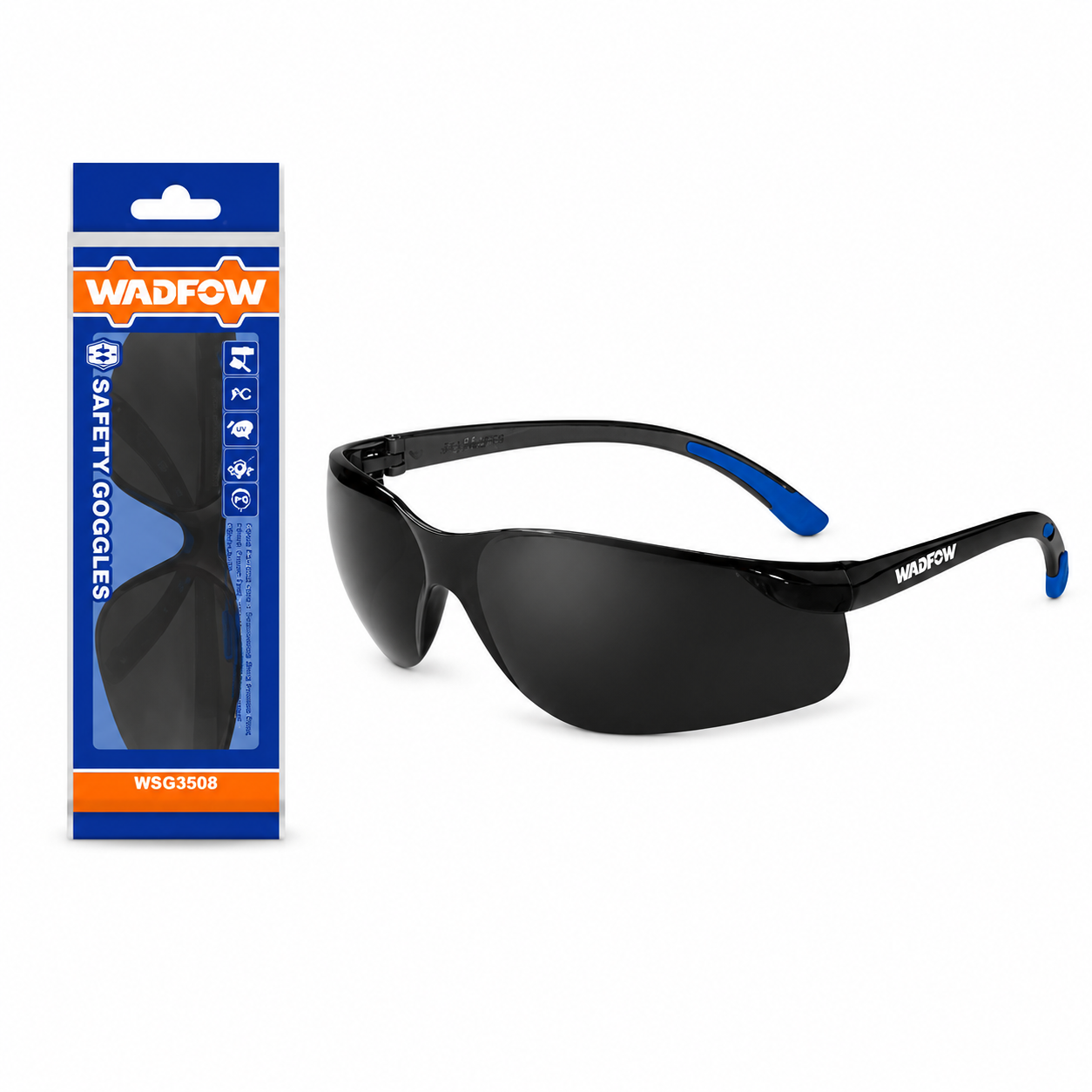 Lunette de Protection Noire WADFOW WSG3808 — Anti-Projections Poussières Éclats Meulage Chantier Atelier EPI | SQES Tunisie
