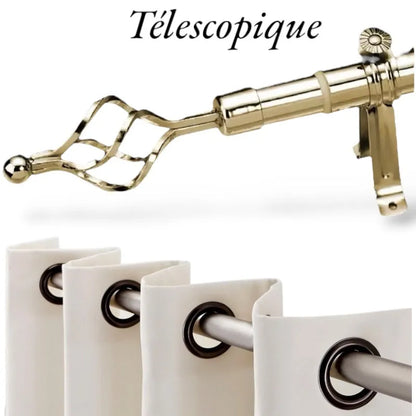 Tringle Extensible pour Rideau en Acier – Ø25 mm - OR Brillant - SQES
