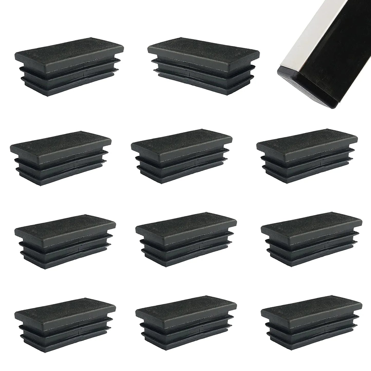 Embout Rectangulaire pour bouchon de meuble - 20 pcs 60mmx30mm NOIR - SQES