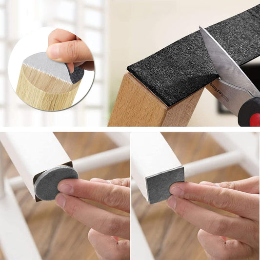 4 Patin Feutre Adhésif 70mmX85mm à découper Marron Antidérapant