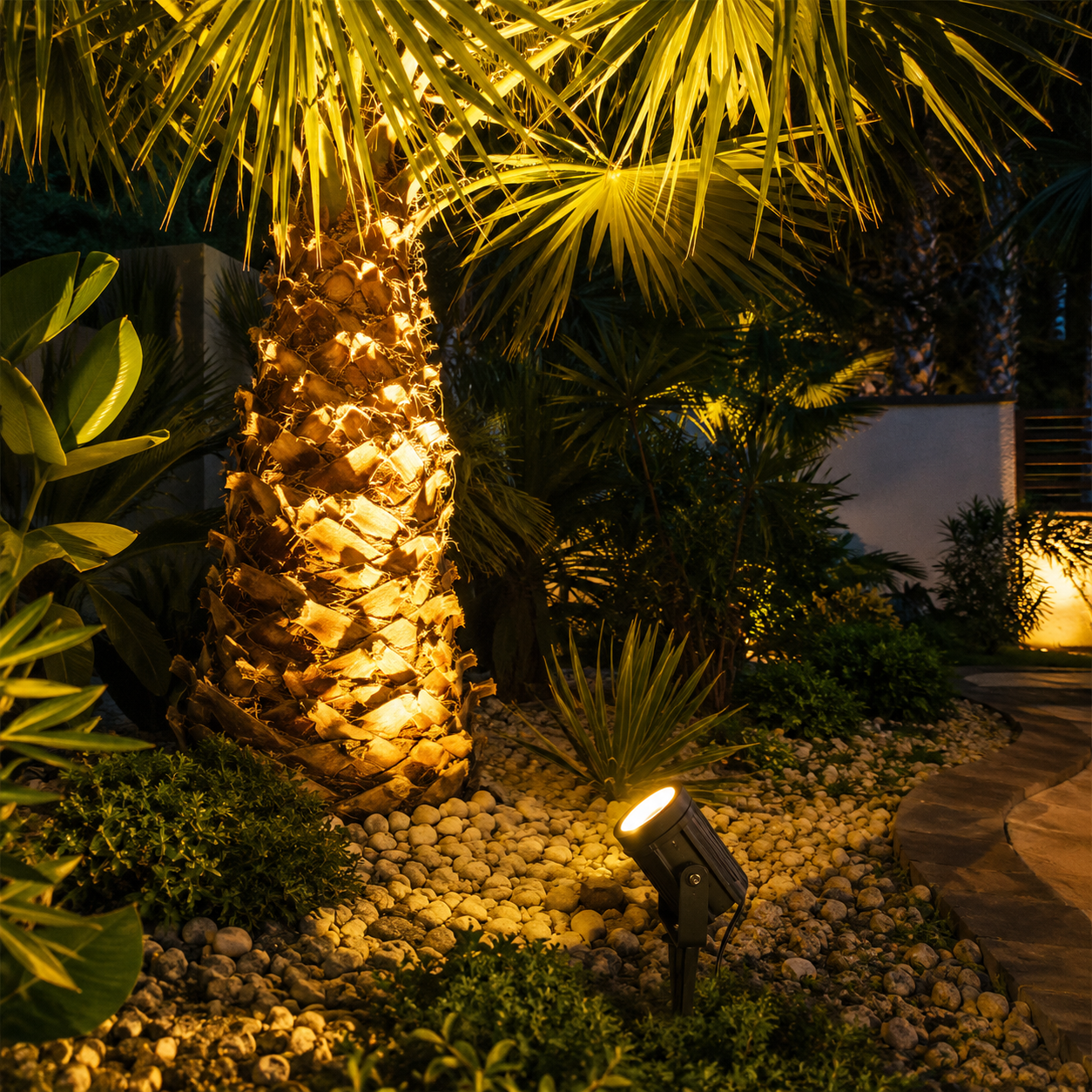 Projecteur LED de Jardin sur Piquet FOMSI HS300-331 – 25W COB IP65 – 3000K