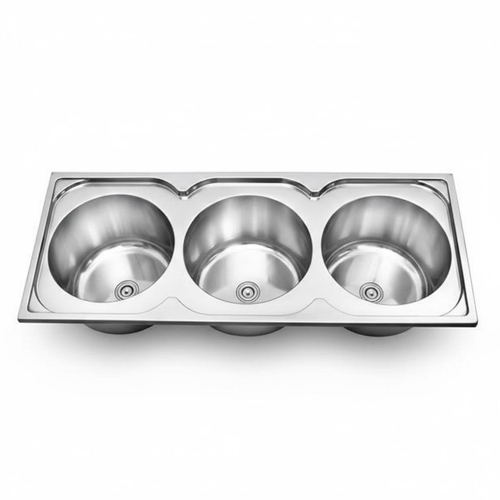 Évier de cuisine encastrable 3bac inoxydable 122x50cm