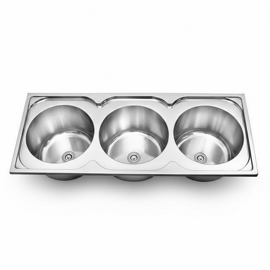 Évier de cuisine encastrable 3bac inoxydable 122x50cm