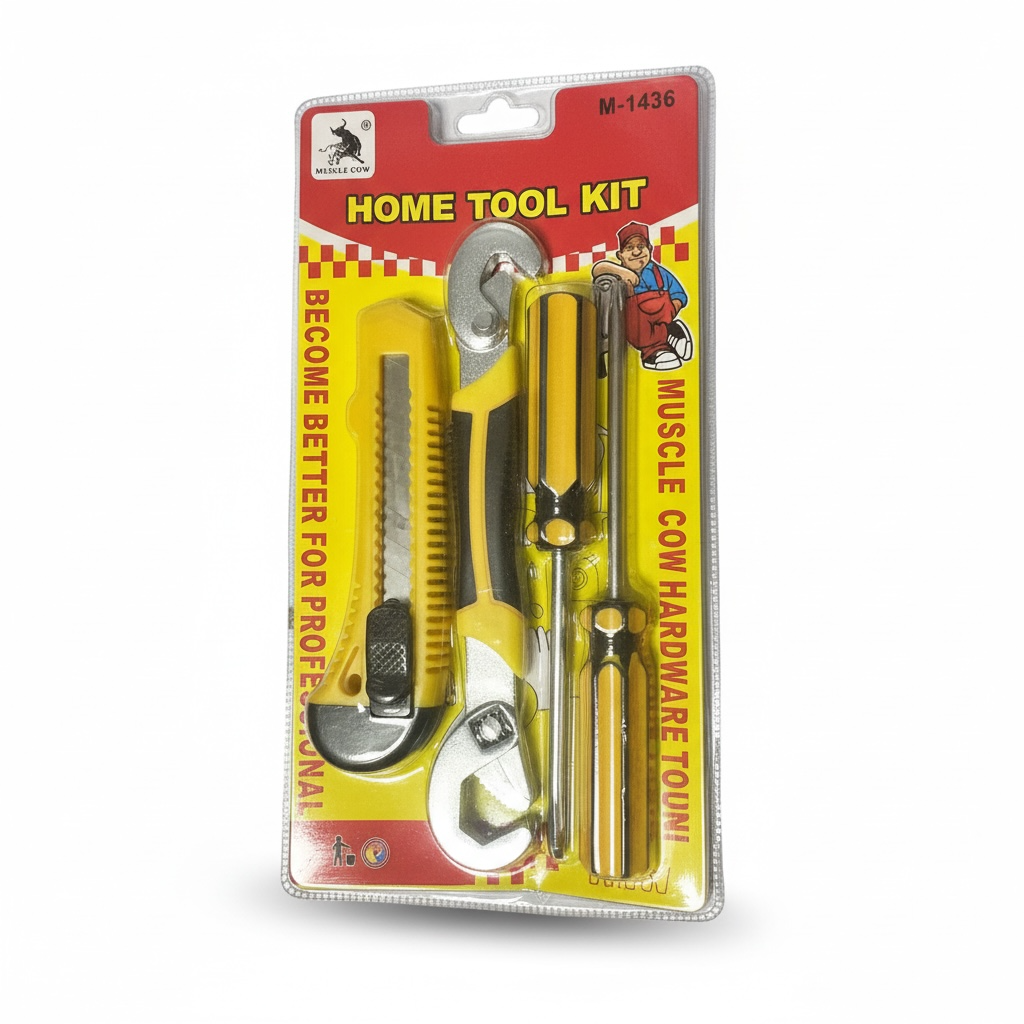 Kit 4 Outils de Bricolage - 2 Tournevis 1 Cutter 1 Pince Multiprise