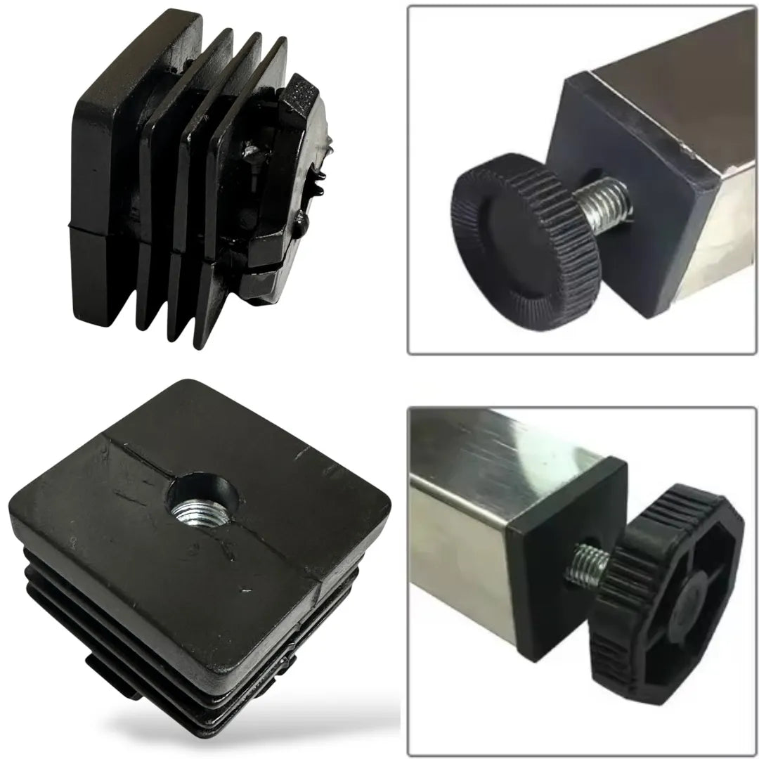 Embout carré a écrou M10 pour Pied de meuble - 20 pcs 40mmx40mm intérieur NOIR - SQES