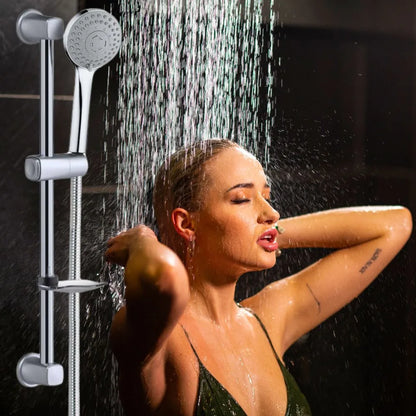 Ensemble Combiné barre de douche, Douchette, Flexible, Porte-Savon - SQES