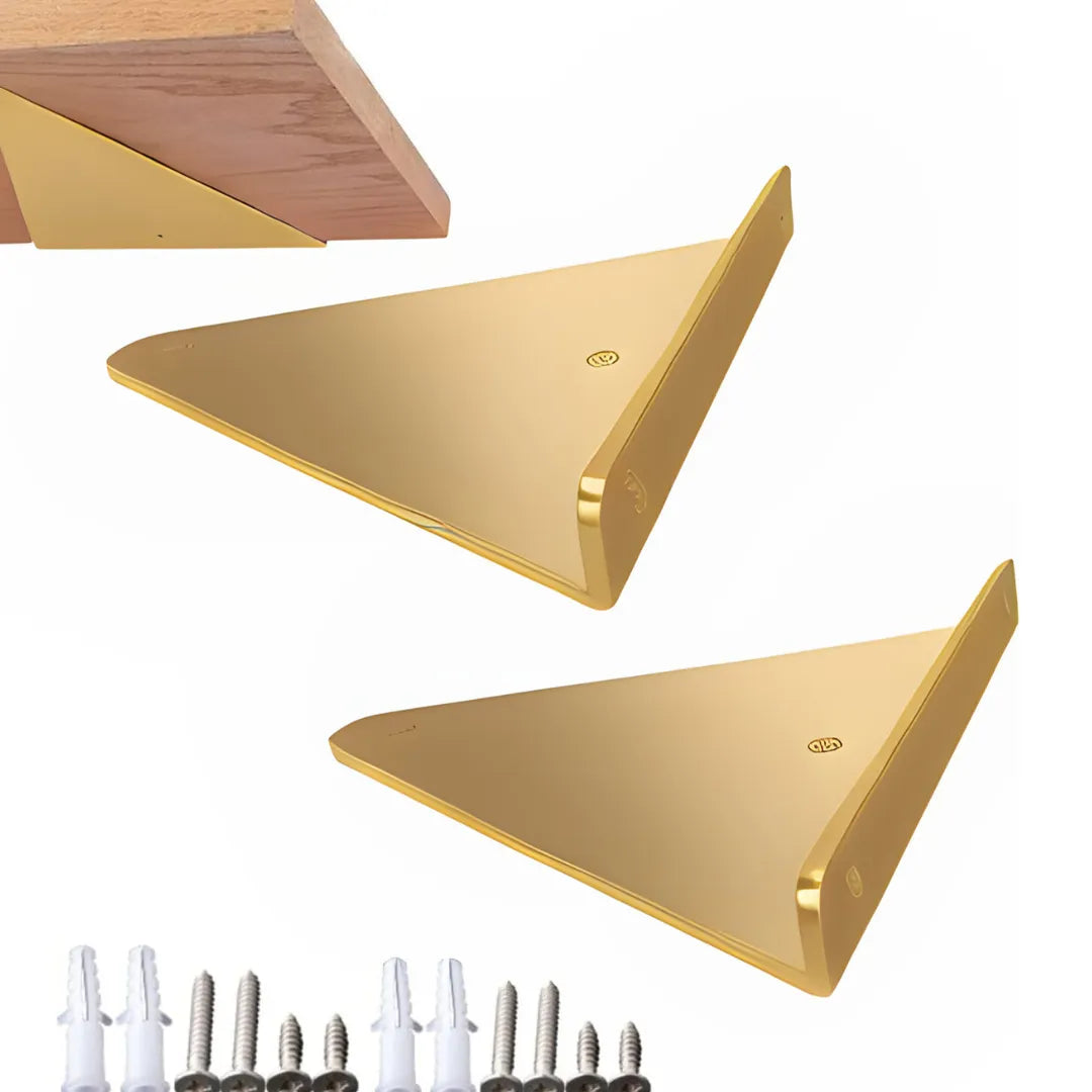 Lot de 2 Support d'étagère triangulaires en acier Doré - SQES