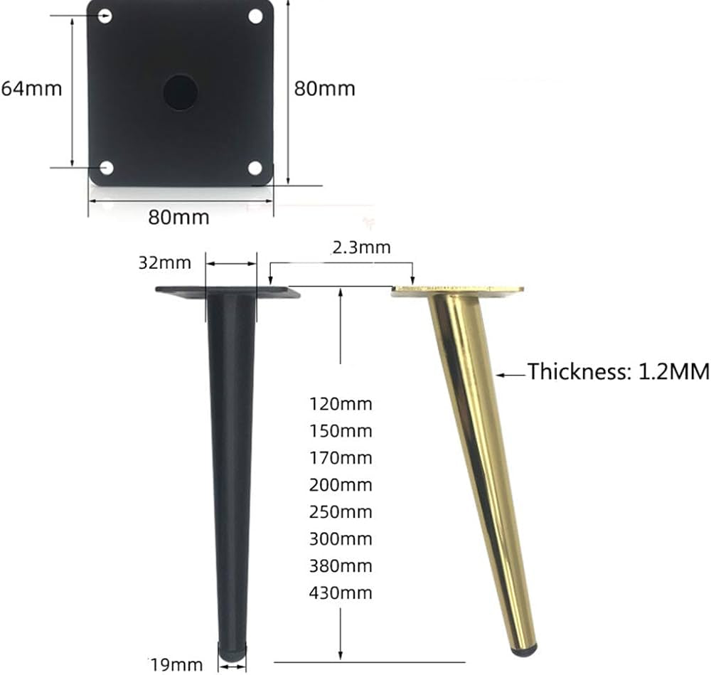 Pied de meuble en metal SABOT NOIR/DORE H180mm (4pcs) - SQES