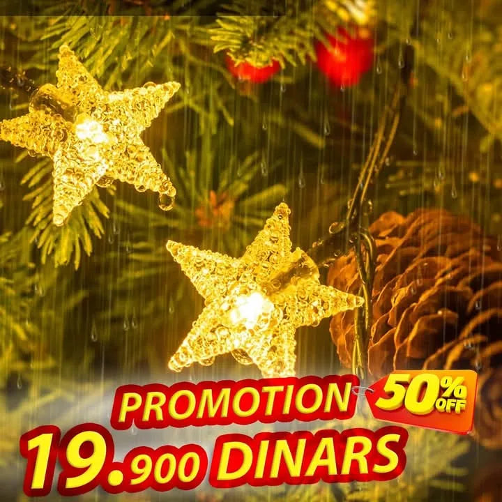 Guirlande lumineuse étoile à piles, 2 m, LED, pour la maison, une fête, un mariage, décoration de jardin - SQES