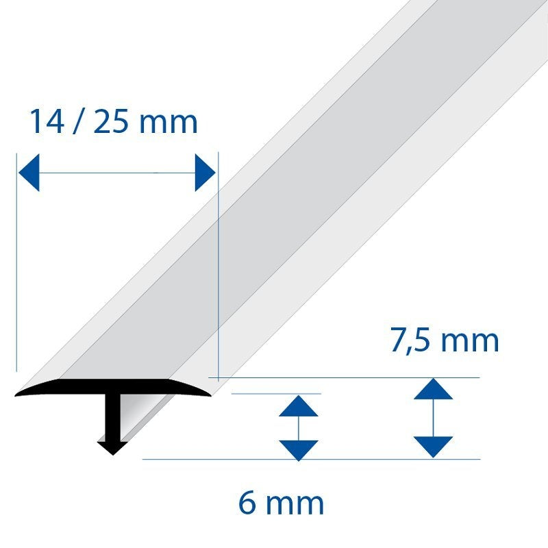Profilé en T Aluminium Mat 14mm 3m
