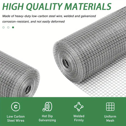 Grillage de cage à Poules Galvanisé Rouleau de 10 mètres – Maille 25x25 pour Jardin - SQES
