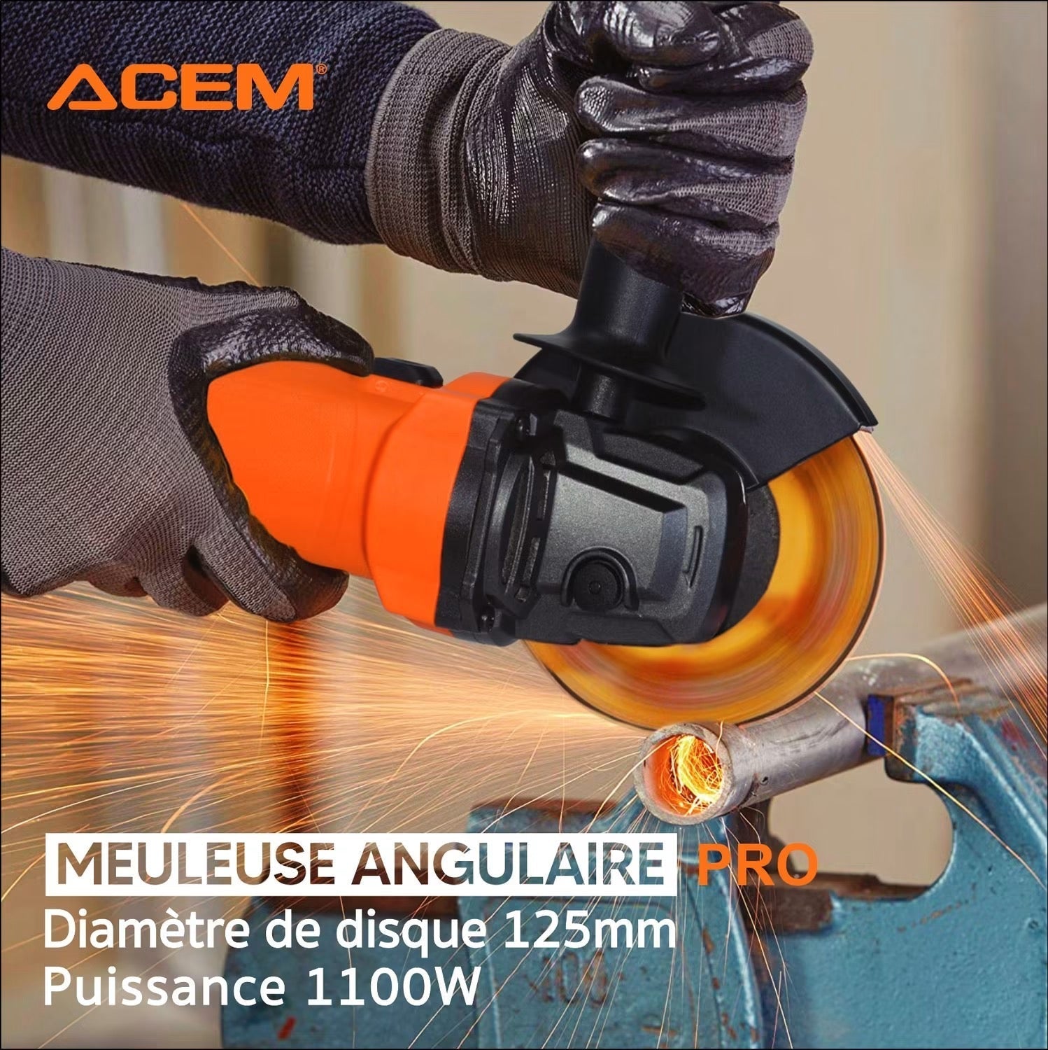 Meuleuse Angulaire ACEM AG 125 P 1100W Disque 125mm M14 – SQES Ariana Menzah 8 Tunisie
