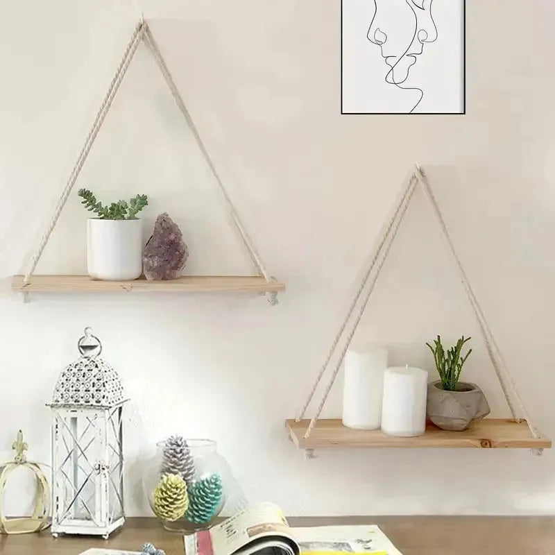 1 Etagère murale suspendue en bois Naturelle - Etagère lumineuse - SQES