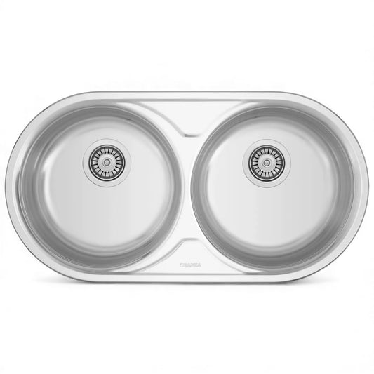 Evier Inox 85x45 cm - 2 Cuves Rondes Encastrables | Banka Sinks