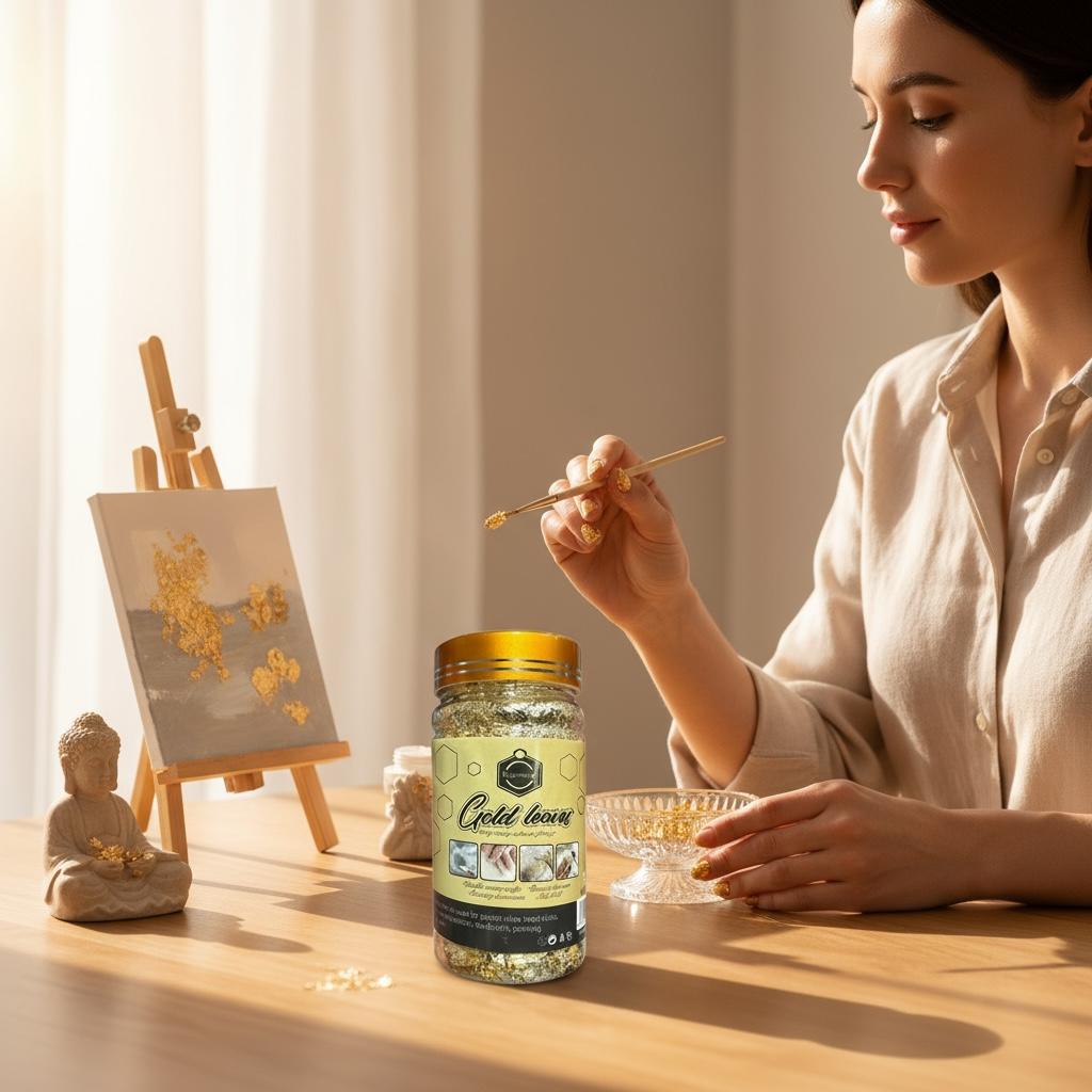 Flocons de Feuilles d'Or pour Artisanat, Peinture et Décoration Ongles