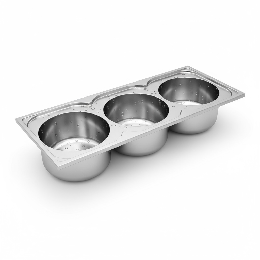 Évier de cuisine encastrable 3bac inoxydable 122x50cm