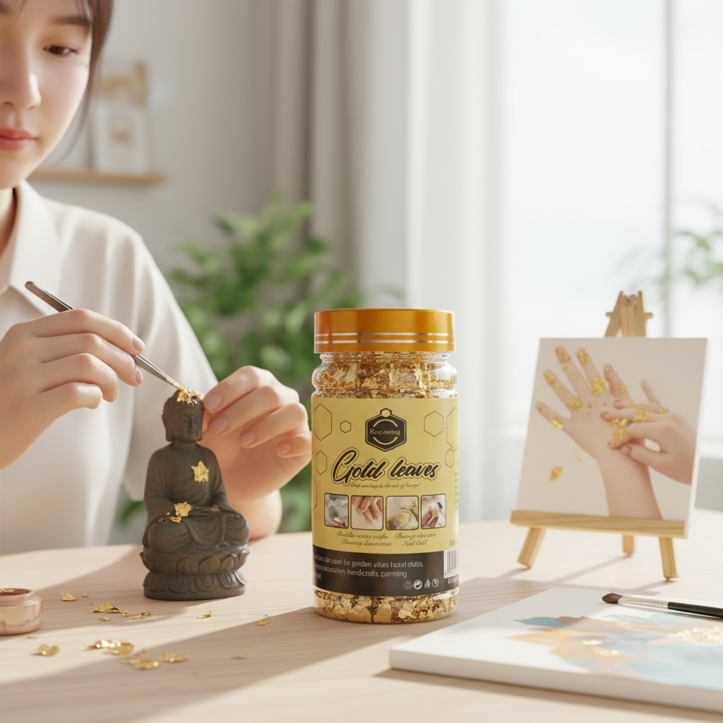 Flocons de Feuilles d'Or pour Artisanat, Peinture et Décoration Ongles