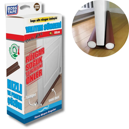 BOSS TAPE Boudin de Porte Isolant Froid, avec Double Joint en simili Cuir MARRON - SQES