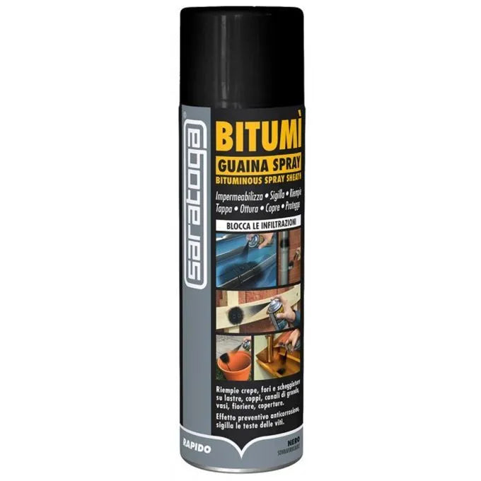Spray bitumi base de bitume - Imperméabilisation à base de caoutchouc - 500 ML - Couleur Noir - SQES