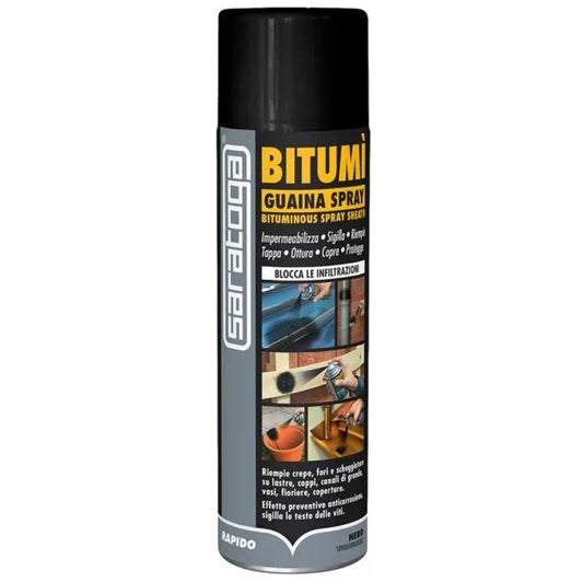 Spray bitumi base de bitume - Imperméabilisation à base de caoutchouc - 500 ML - Couleur Noir - SQES