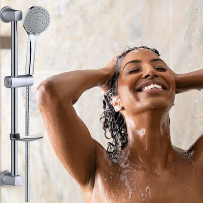 Ensemble Combiné barre de douche, Douchette, Flexible, Porte-Savon - SQES
