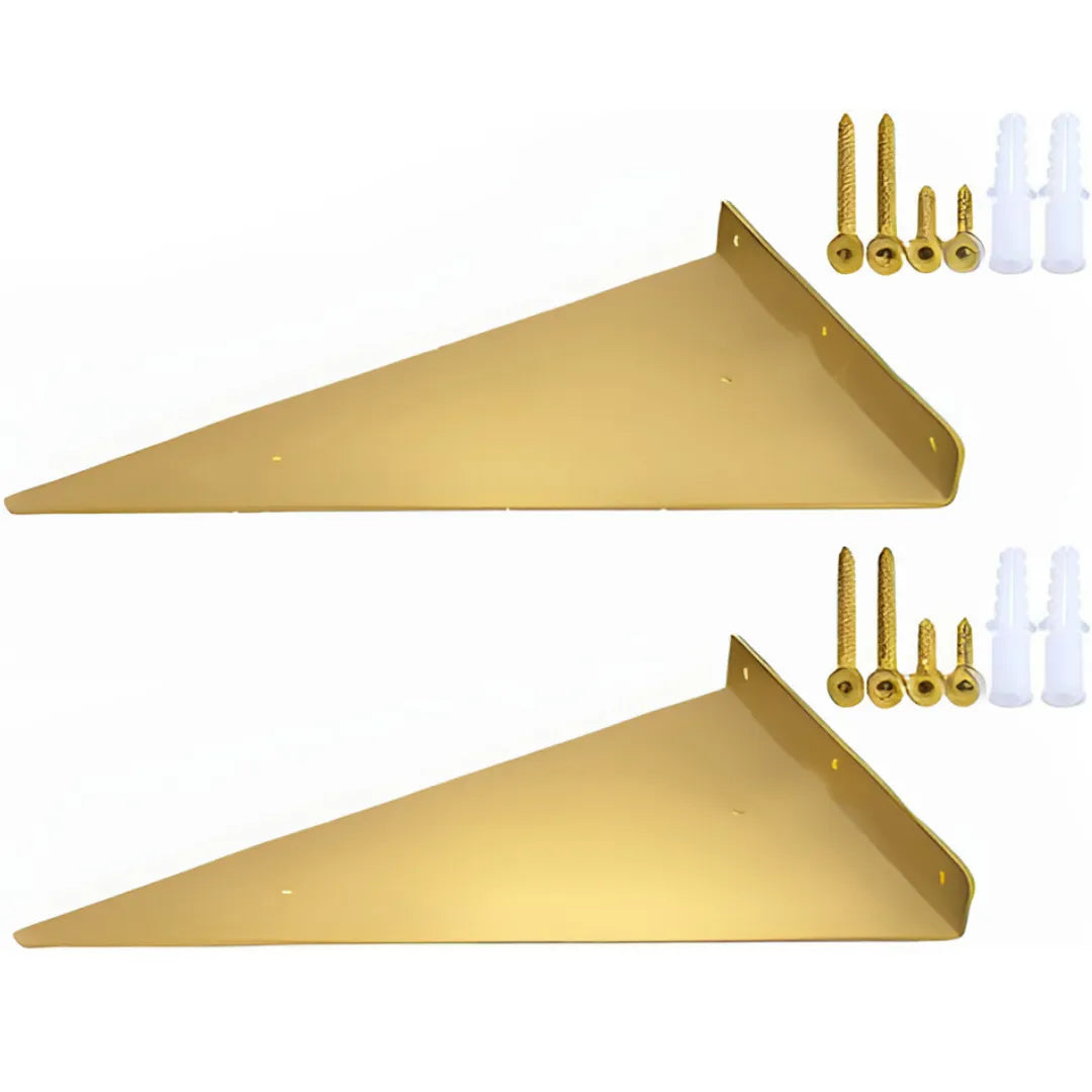 Lot de 2 Support d'étagère triangulaires en acier Doré - SQES