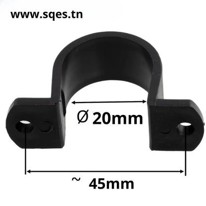 Attache pour tube rond D20mm - Lot de 20 Colliers de fixation en U Plastic - SQES