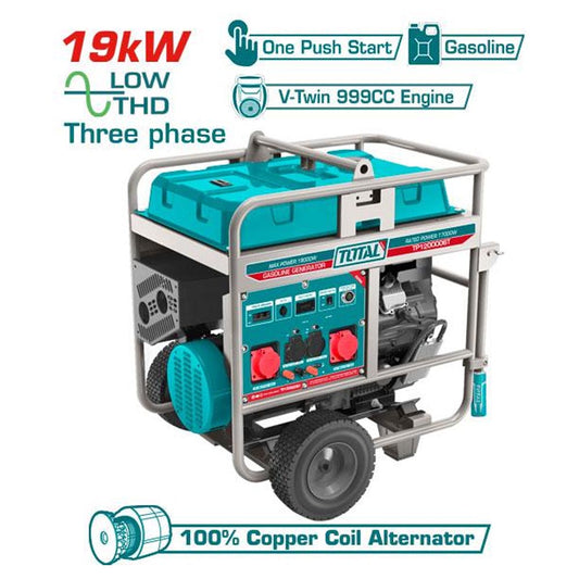 Groupe Électrogène TOTAL 19KW Essence Triphasé TP1200006T - Démarrage One Push Start