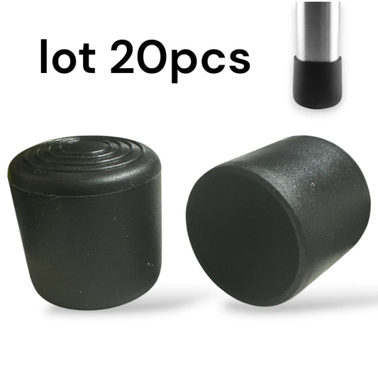Embout extérieure pour tube Rond - 20 bouchons NOIR en PEHD - SQES