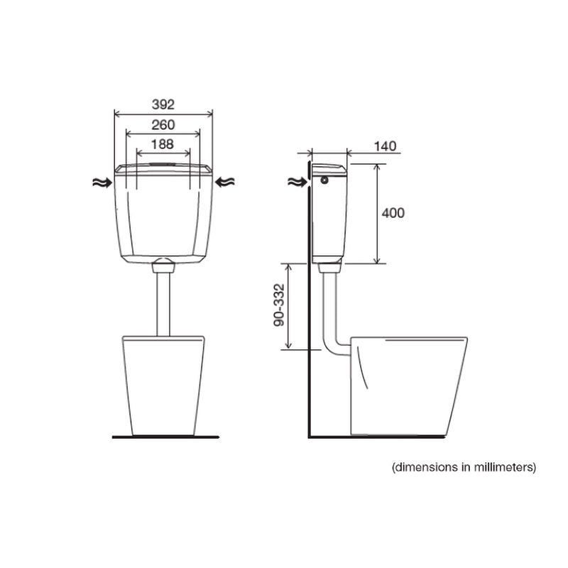 Réservoir de chasse d'eau double Eco.opala Oli noir 6-3 litres - 889680