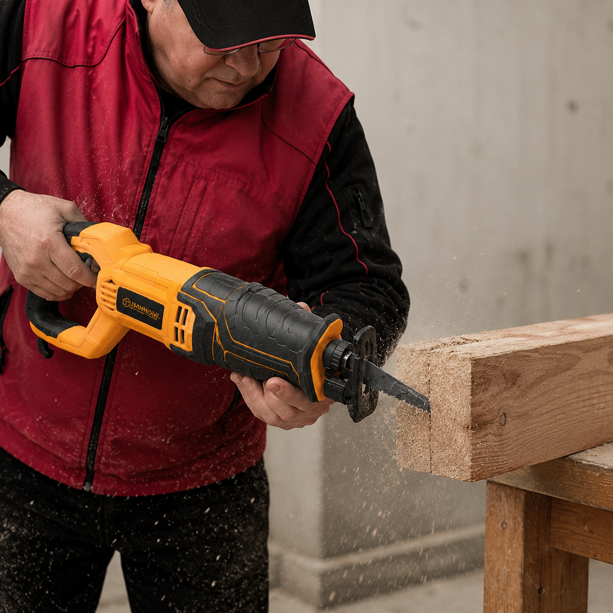 Scie à sabre 800W HUMHON avec 2 lames inox offertes pour découpe viande bois métal en Tunisie