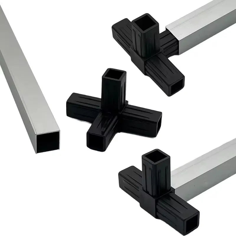 Connecteur de tube carrée 25mm 4 voies Noir - lot 12pcs - SQES