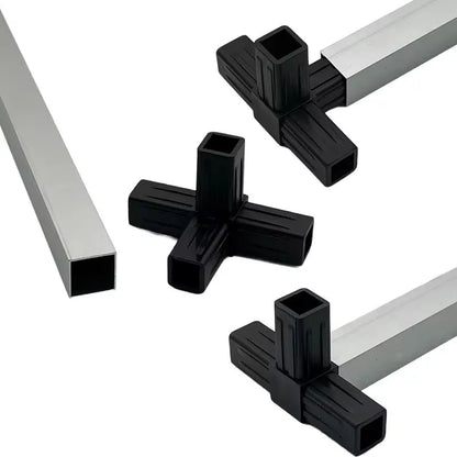 Connecteur de tube carrée 25mm 4 voies Noir - lot 12pcs - SQES