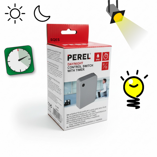 Interrupteur Crépusculaire avec Minuteur PEREL - Max 2000W IP44