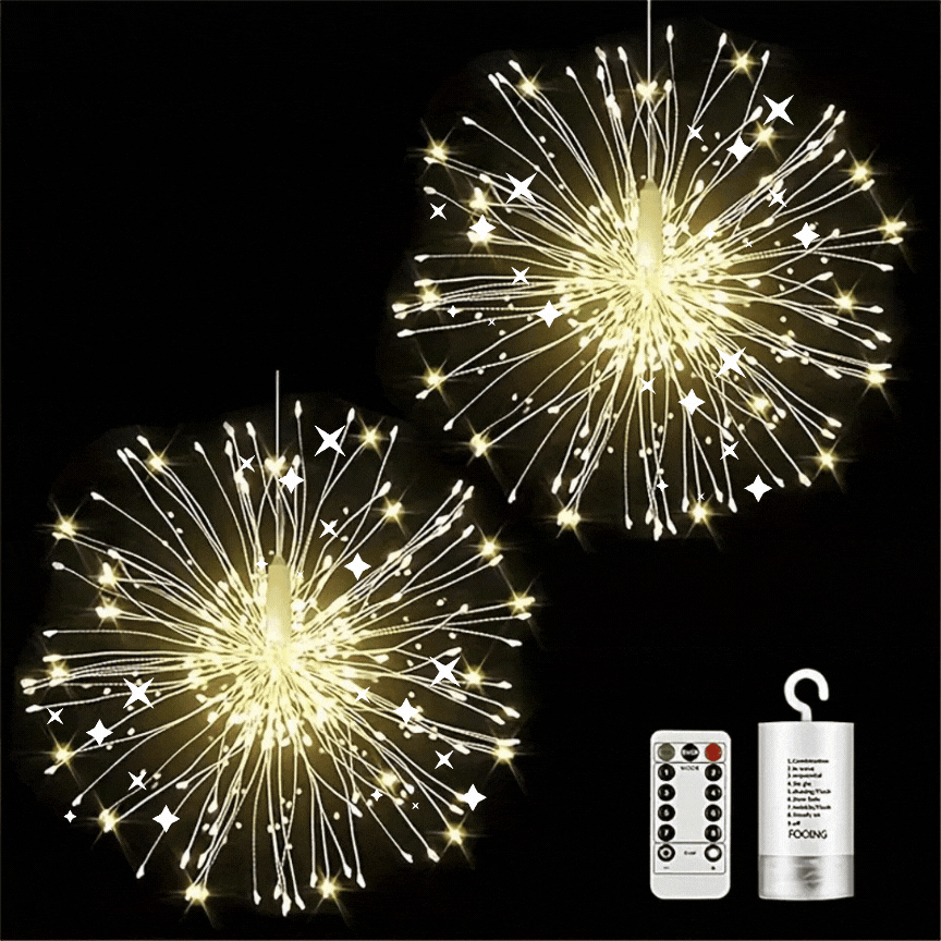 Lot 2 Guirlande lumineuse LED - Feux artifice suspendue pour fêtes et extérieur - SQES