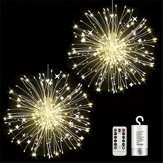 Lot 2 Guirlande lumineuse LED - Feux artifice suspendue pour fêtes et extérieur - SQES