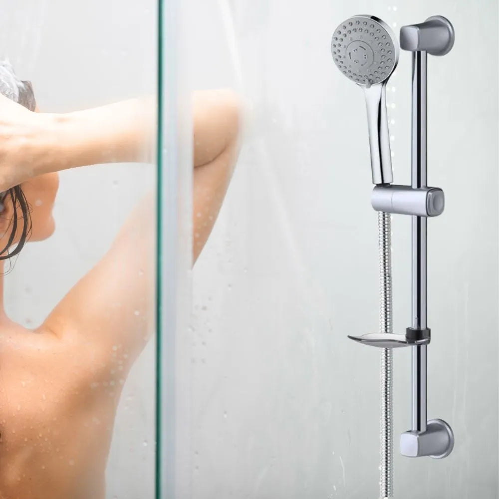 Ensemble Combiné barre de douche, Douchette, Flexible, Porte-Savon - SQES