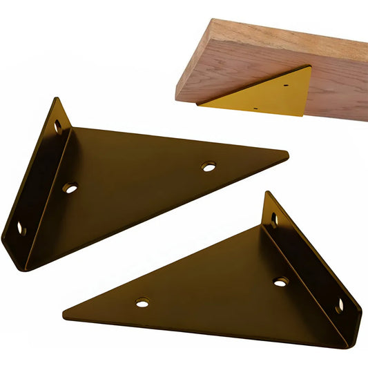 Lot de 2 Support d'étagère triangulaires en acier Doré - SQES