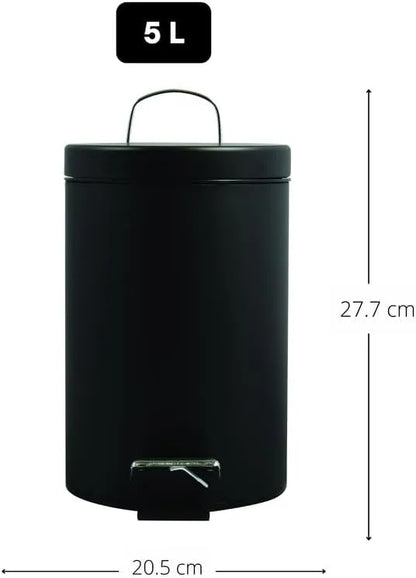 Poubelle à pédale - NOIR MAT - 5 litres - SQES