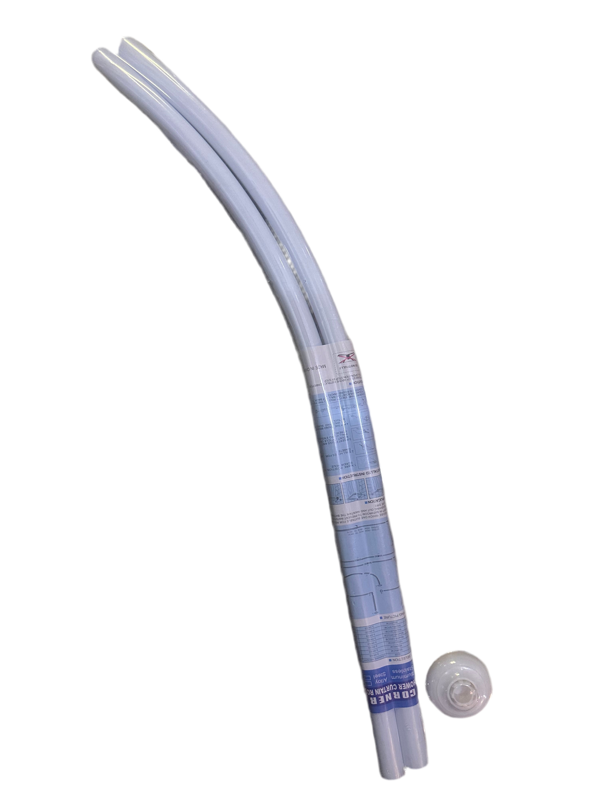 Barre de douche Rond Tringle rideaux universelle Aluminium Blanc 90cmx90cm - SQES