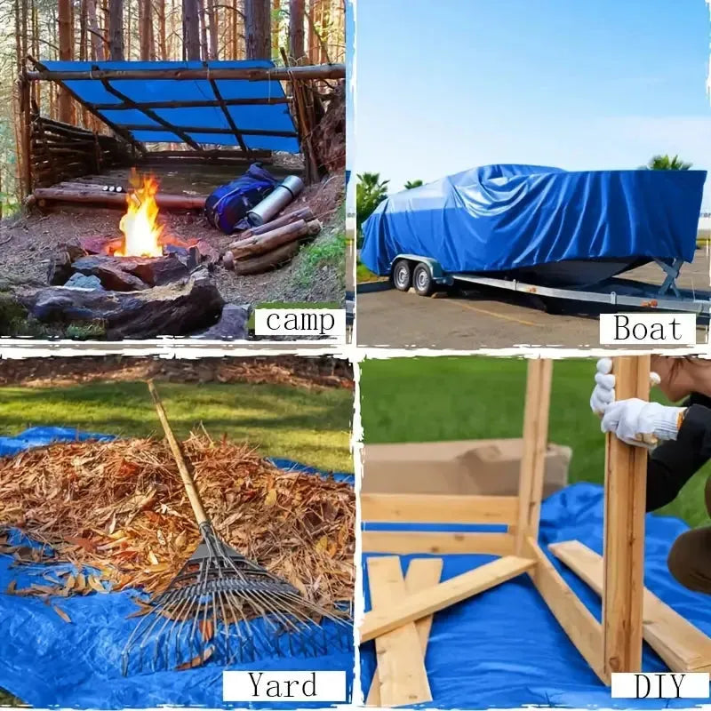 Bache de protection 5Mx4M Multiusages, bleu Imperméable avec Œillets, Pour Voitures, Bateaux, Meubles de Jardin, ,Bois, Piscines, Camping - SQES