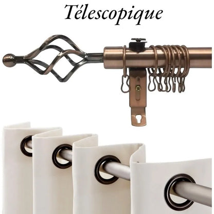 Tringle Extensible pour Rideau en Acier – Ø25 mm - Bronze - SQES