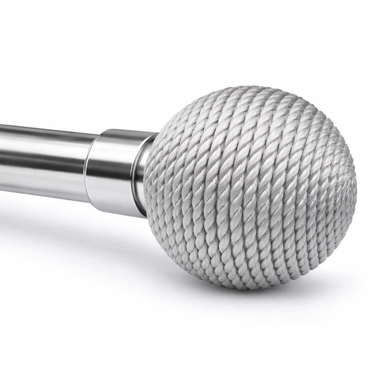 Embout boule tressé pour barre à rideau métal Argenté Ø25mm (2pcs)
