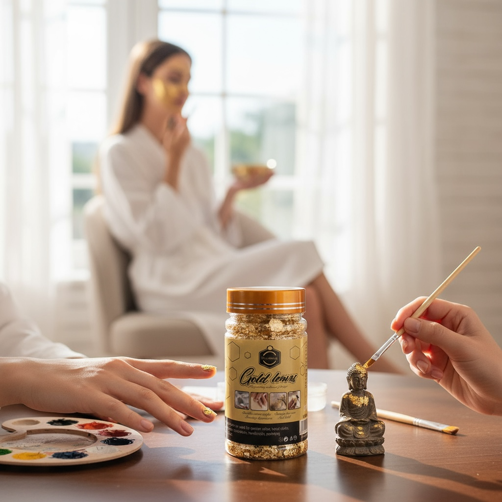 Flocons de Feuilles d'Or pour Artisanat, Peinture et Décoration Ongles