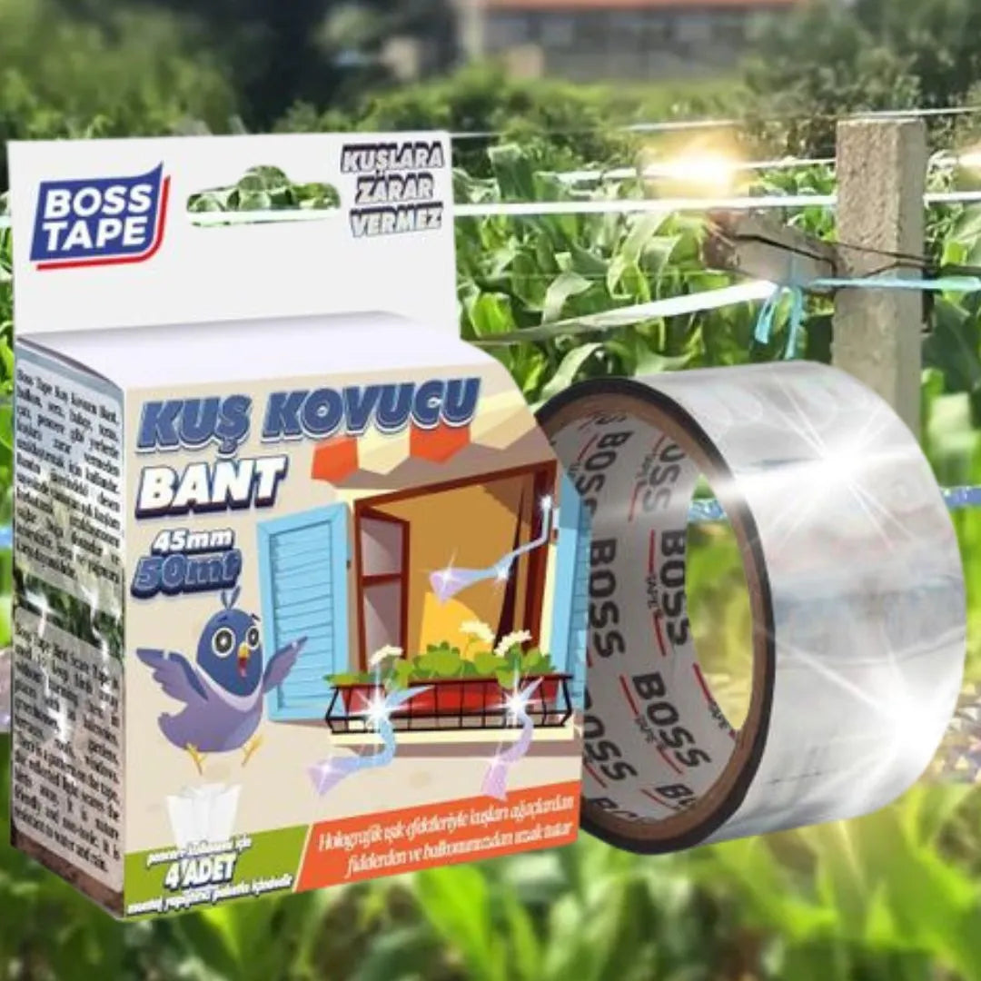 BOSS TAPE Ruban réfléchissant, Répulsif, Anti-Oiseaux 45mmx50m - SQES