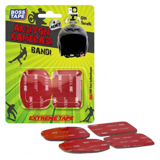 BOSS TAPE Ruban adhésif pour fixer camera d'action (4pcs) 45mmx35mm - SQES