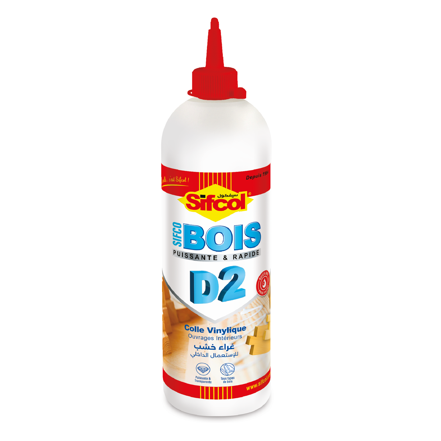 Colle Vinylique intérieur blanche 500ML - Colle à bois - SIFCO-BOIS D2